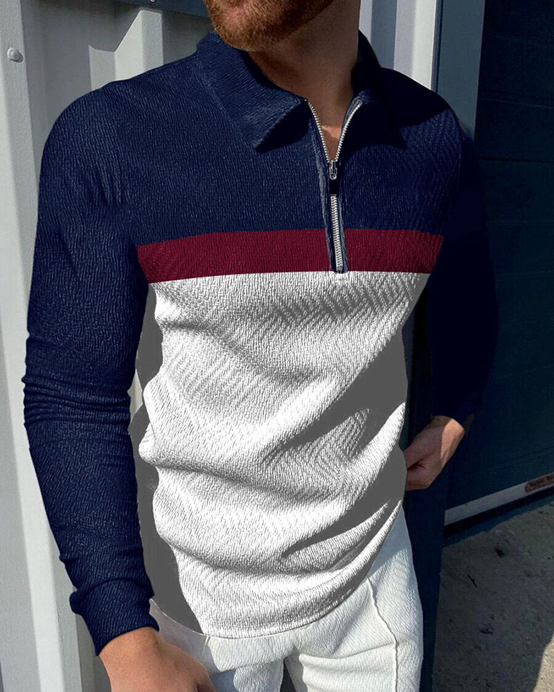 New Chain Print Polo Shirt Casual Plus Size Short Sleeves